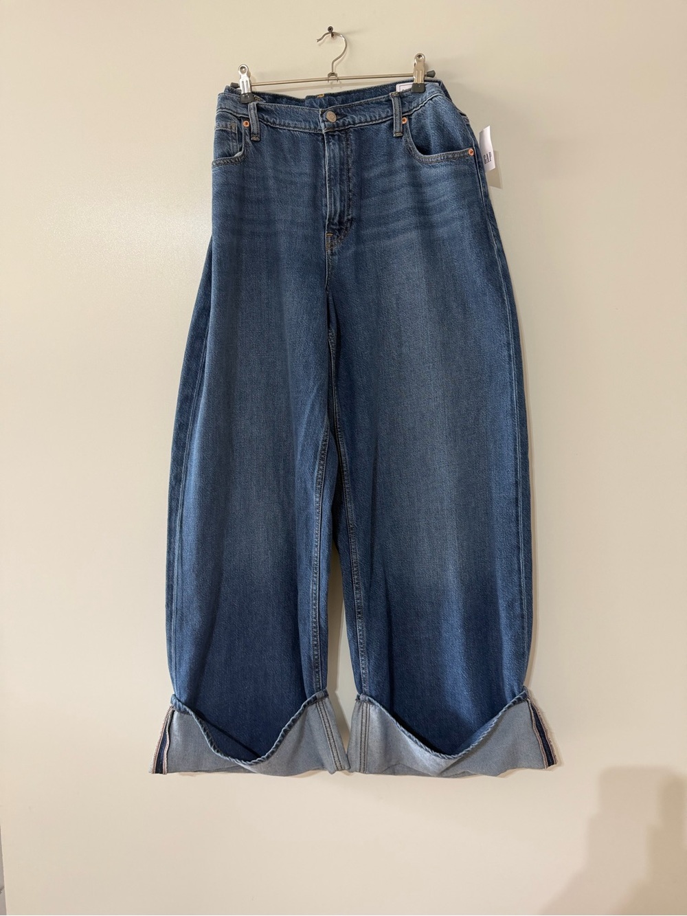 GAP Indigo High-Rise Wide-Leg Jeans with Cuffed Hem